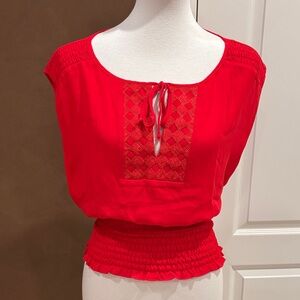 bebe Scarlet Blouse with Intricate Lace